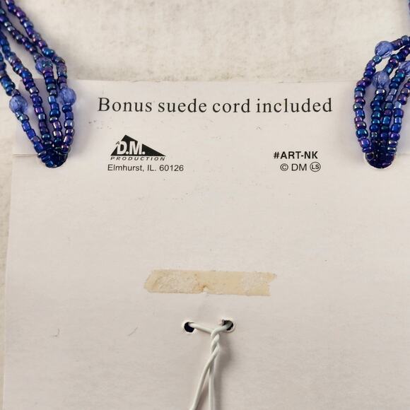 Art Glass Teardrop Pendant Necklace Artisan Beads Cord Curved Cap Statement - Picture 9 of 9